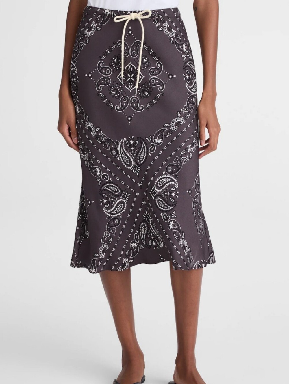 Madewell Brown Paisley Print Midi Skirt
